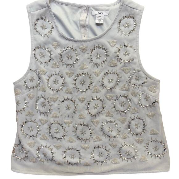 Y2K VTG. ALL OVER BEADED‎ PASTEL BLUE TOP SMALL. - Picture 4 of 7